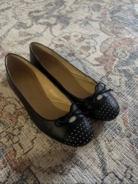 Coach Black Studded Cap-Toe Ballet Flats